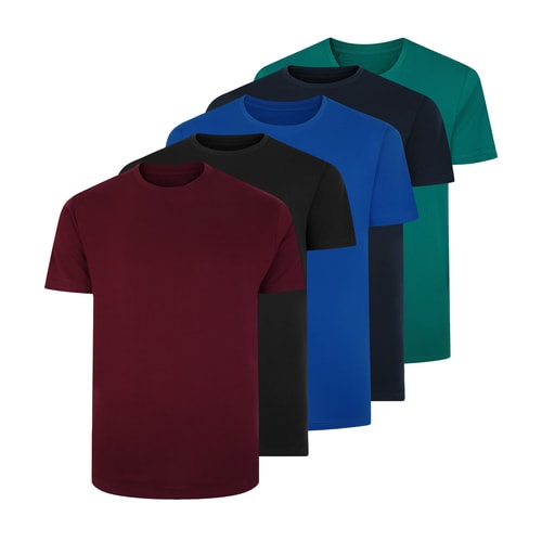 Bigdude 5 Pack Plain T-Shirts Multi Tall