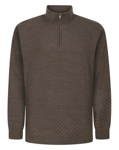 Bigdude Basket Stitch Half Zip Jumper Brown Marl