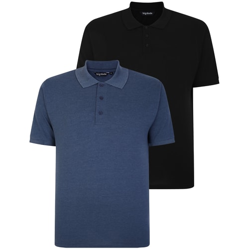 Bigdude Plain Polo Shirt Twin Pack Black/Denim Tall