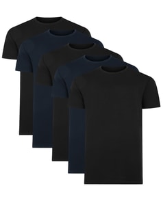 Bigdude 5 Pack Plain T-Shirts Black/ Navy Tall