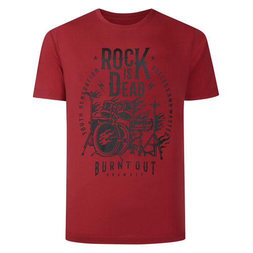 Bigdude Rock Print Short Sleeve T-Shirt Crimson Red