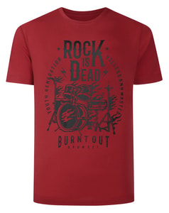 Bigdude Rock Print Short Sleeve T-Shirt Crimson Red