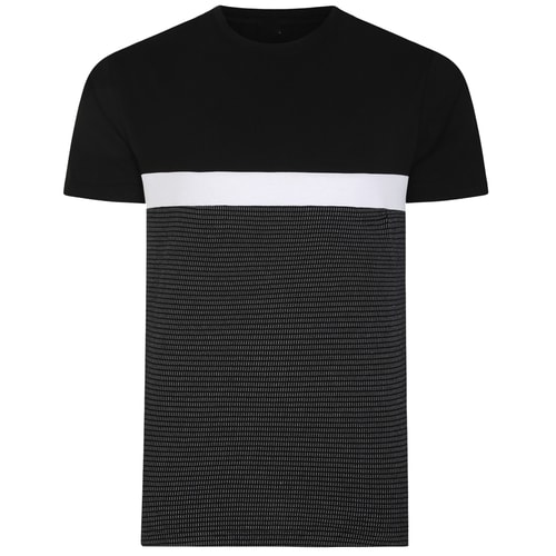 Bigdude Cut & Sew Half Tone Pattern T-Shirt Black