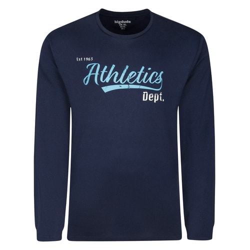 Bigdude Athletics Print Long Sleeve T-Shirt Navy