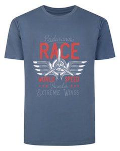 Bigdude Extreme Wings Print T-Shirt Dusty Blue Tall