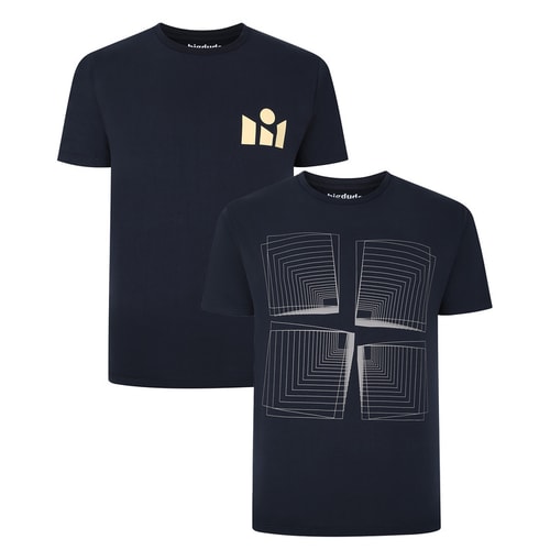 Bigdude Twin Pack Abstract Print T-Shirts Navy/Navy
