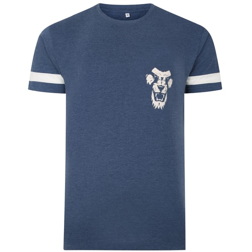 Bigdude Cut & Sew Lion Print T-Shirt Dark Denim