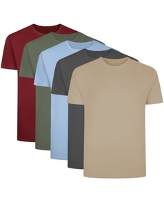 Bigdude 5 Pack Plain T-Shirts Multi