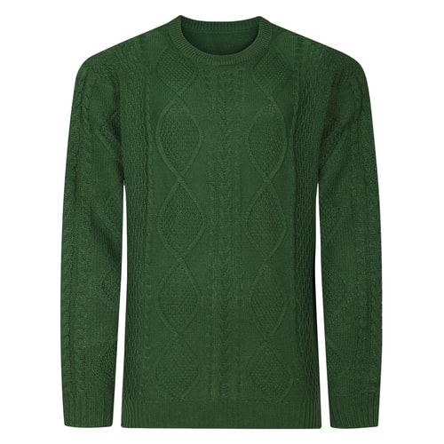Bigdude Classic Cable Knit Jumper Dark Green