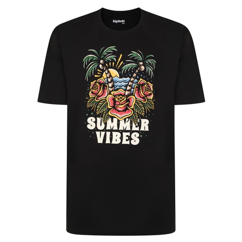 Bigdude 'Summer Vibes' Printed T-Shirt Black