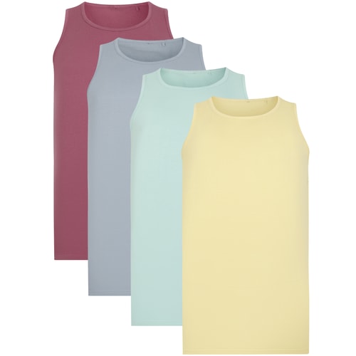 Bigdude 4 Pack Plain Vests Multi Tall