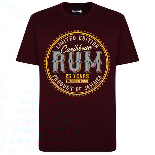 Bigdude Caribbean Rum Print T-Shirt Burgundy Tall