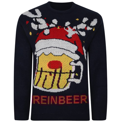 Bigdude Reinbeer Christmas Jumper Navy