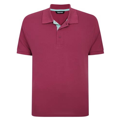Bigdude Contrast Placket Polo Shirt Mauve Tall