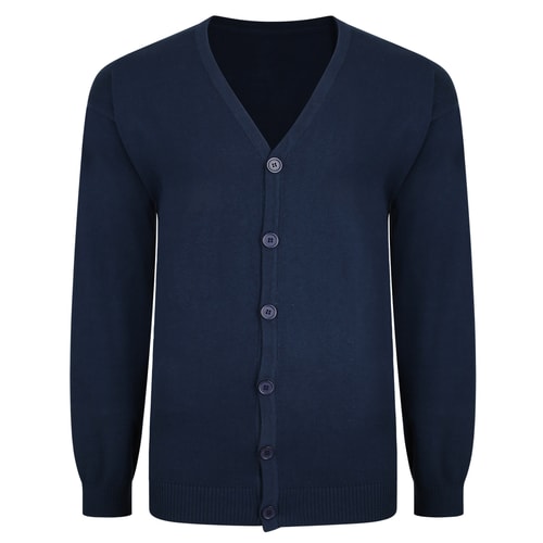 Bigdude Plain V-Neck Knitted Cardigan Navy Tall