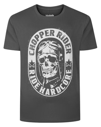 Bigdude Ride Hardcore Print T-Shirt Charcoal Tall