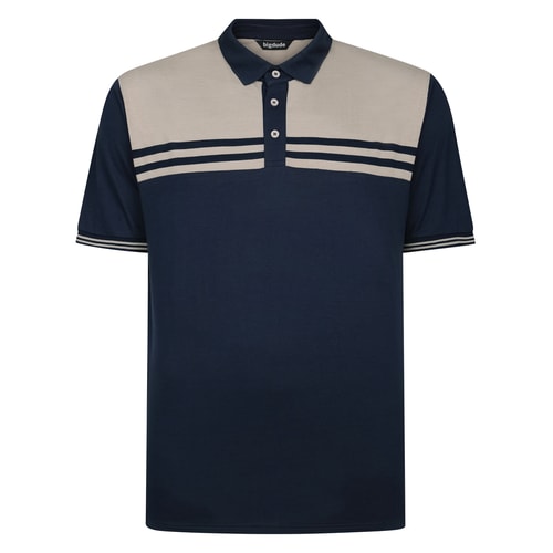 Bigdude Colour Block Striped Polo Navy