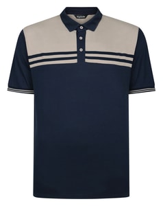 Bigdude Colour Block Striped Polo Navy