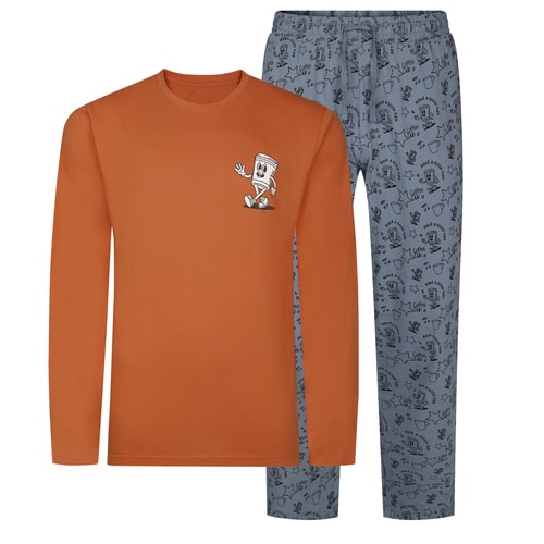 Bigdude Easy Morning PJ Set Burnt Orange/Blue
