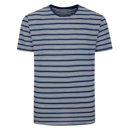 Bigdude Marl Striped T-Shirt Light Grey Marl/Dark Navy