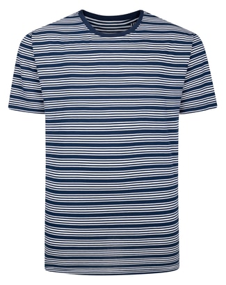 Bigdude Marl Striped T-Shirt Light Grey Marl/Dark Navy