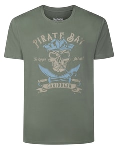 Bigdude Pirate Bay Print T-Shirt Sage Green Tall