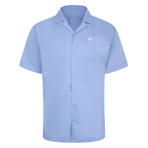 Bigdude Relaxed Collar Short Sleeve Shirt Light Blue