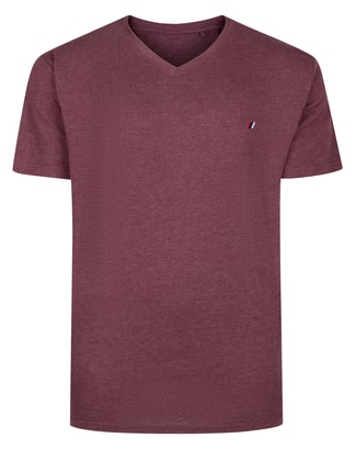 Bigdude Embroidery V-Neck T-Shirt Burgundy Marl