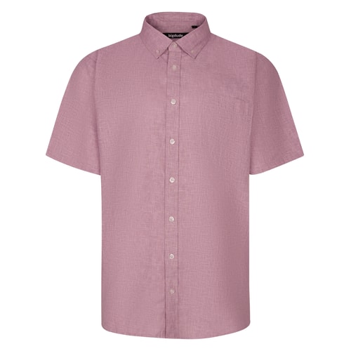 Bigdude Lightweight Linen Touch Button Down Collar Shirt Burgundy Tall