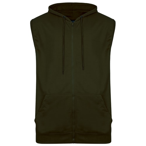 Bigdude Loop Back Sleeveless Hoody Khaki Tall