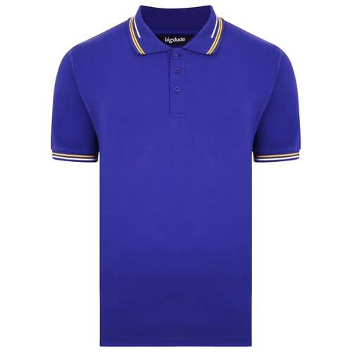 Bigdude Designer Tipped Polo Shirt Cobalt Blue