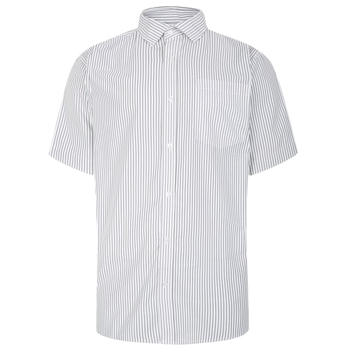 Bigdude Striped Short Sleeve Shirt Grey/White
