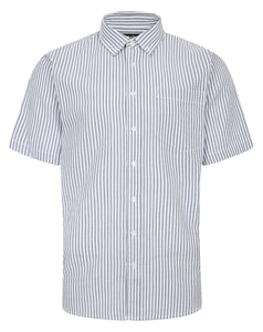 Bigdude Short Sleeve Seersucker Shirt Grey/White