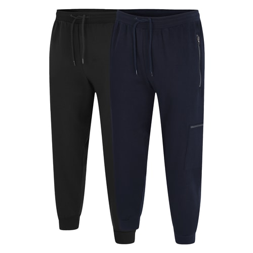 Bigdude Zipped Cargo Utility Joggers Twin Pack Black/Navy