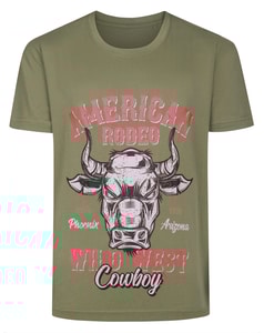 Bigdude American Rodeo Print T-Shirt Khaki