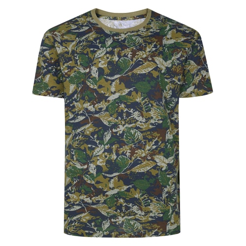 Bigdude Leaves AOP Camouflage T-Shirt Dark Khaki
