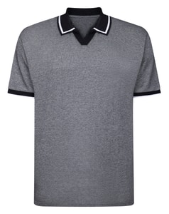 Bigdude Two Tone Tipped Revere Polo Shirt Black/Light Grey