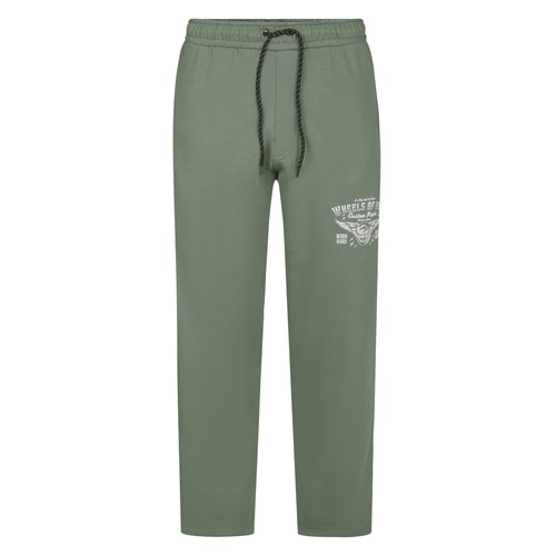 Bigdude Wheels Of Fire Print Open Hem Joggers Sage Green
