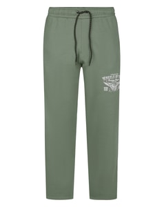 Bigdude Wheels Of Fire Print Open Hem Joggers Sage Green