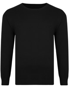 Bigdude Plain Crew Neck Knitted Jumper Black Tall