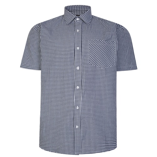 Bigdude Short Sleeve Check Shirt Navy/White