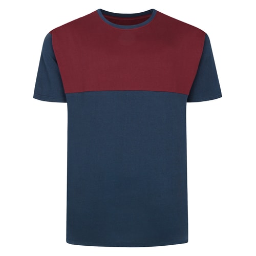 Bigdude Cut & Sew 2 Tone T-Shirt Navy/Burgundy Tall