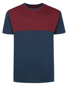Bigdude Cut & Sew 2 Tone T-Shirt Navy/Burgundy Tall
