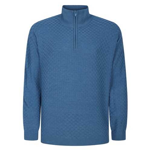 Bigdude Basket Stitch Half Zip Jumper Blue Marl