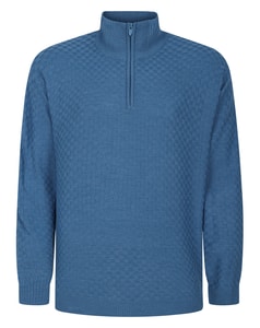 Bigdude Basket Stitch Half Zip Jumper Blue Marl