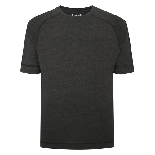 Bigdude Active Contrast Flatlock T-Shirt Charcoal Tall