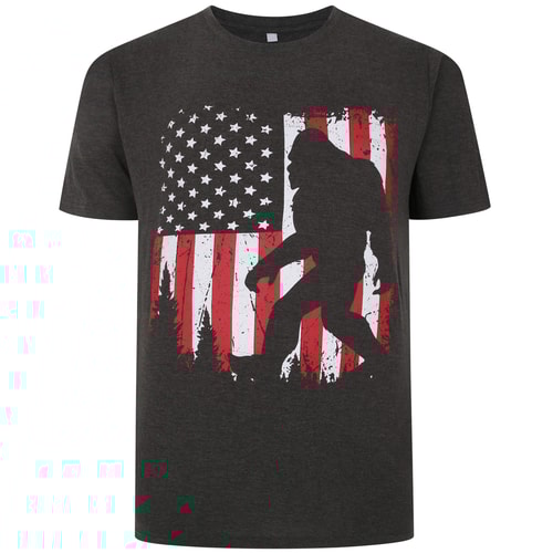 Bigdude Stars & Stripes Print T-Shirt Charcoal