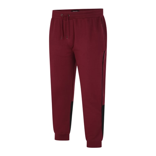 Bigdude Contrast Joggers with Side Seam Piping Burgundy/Black