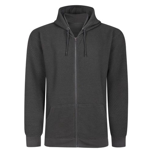 Bigdude Diamond Textured Zip Up Hoody Charcoal