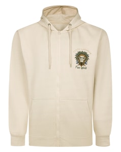 Bigdude Free Spirit Chest Print Zip Hoodie Beige